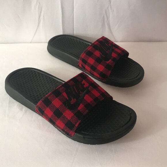 Nike Plaid Inside Upper Cushion Activewear Comfort Fit House Slippers - Picture 6 of 9